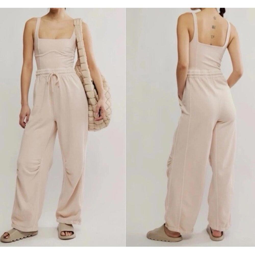 Free People Movement Inbound Bodysuit One Piece Sz L Cashmere Beige Color